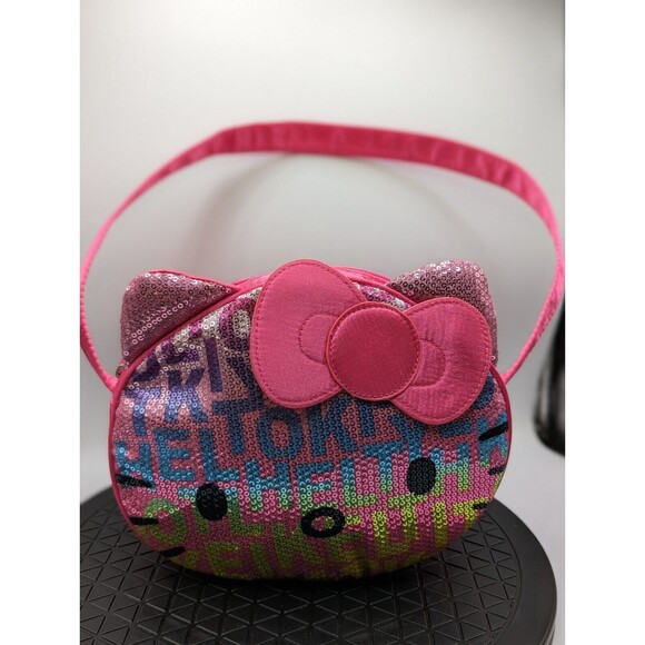 Sanrio Hello Kitty Shoulder Purse Bag Rainbow Pink Sequin Satin Zip 2012 - Picture 4 of 14